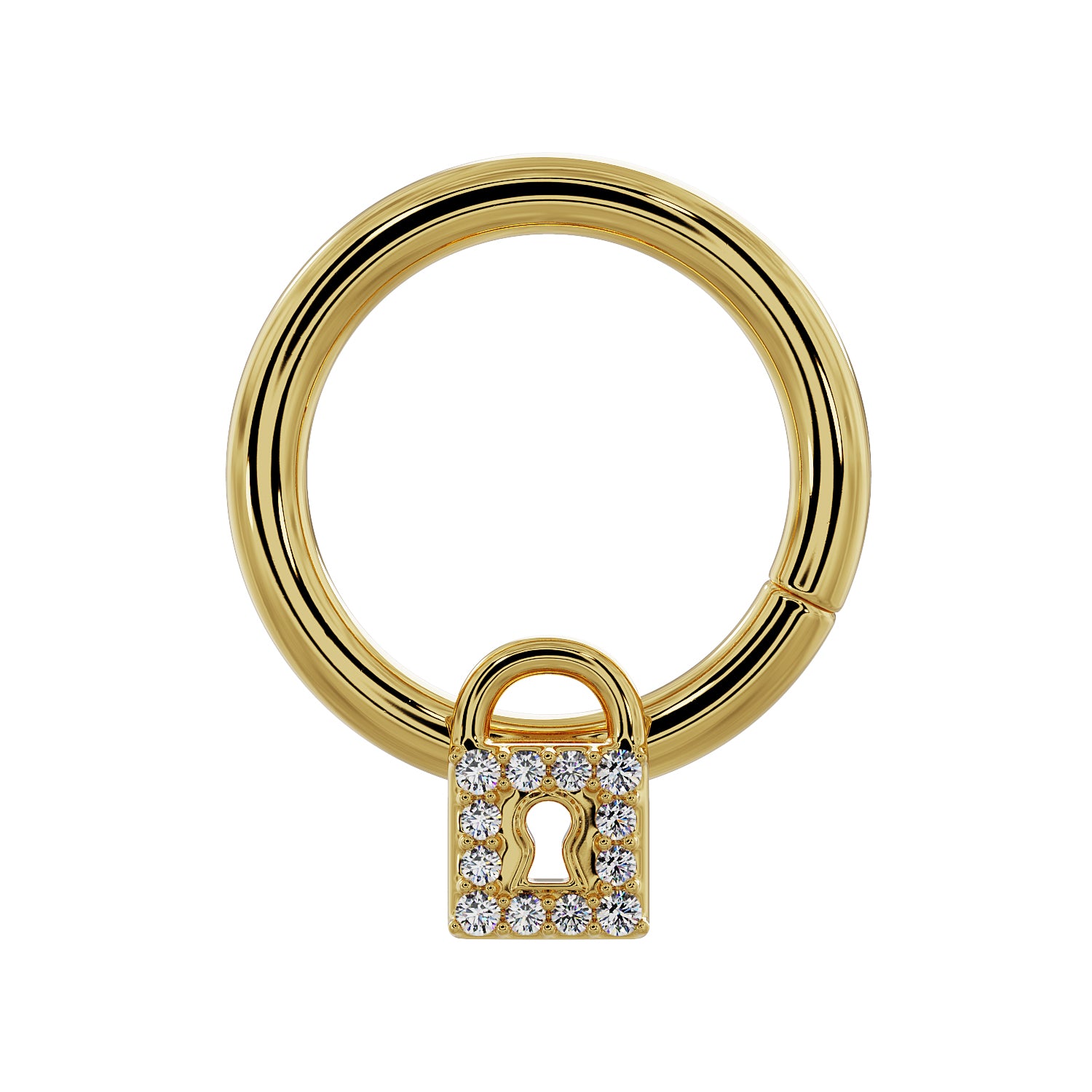 Lock Diamond 14K Gold Seam Ring Hoop – FreshTrends