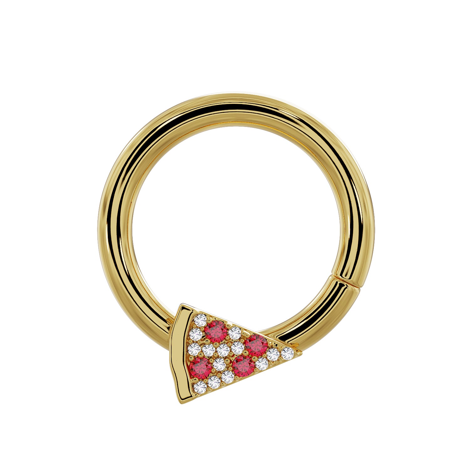 Pepperoni Pizza Diamond 14K Gold Seam Ring Hoop