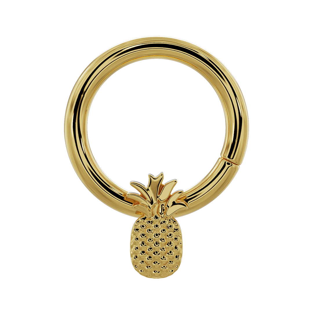 Pineapple 14K Gold Seam Ring Hoop