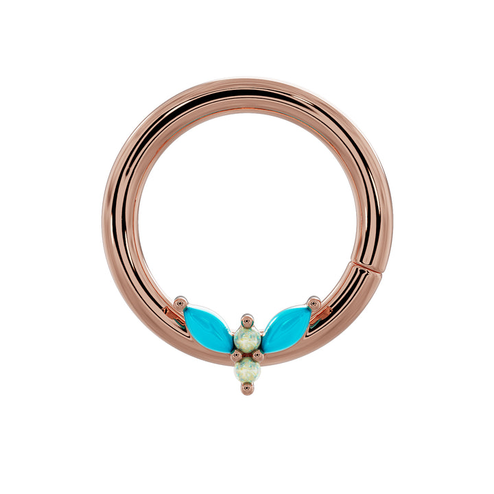 Firefly Opal & Turquoise 14K Gold Seam Ring Hoop