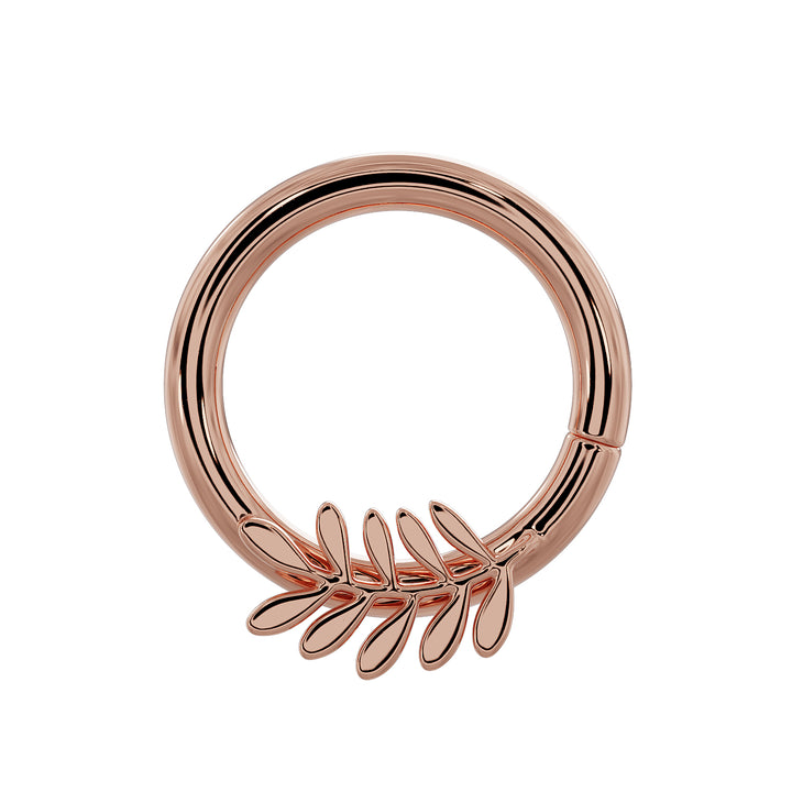 Olive Branch Leaf - Right 14K Gold Seam Ring Hoop