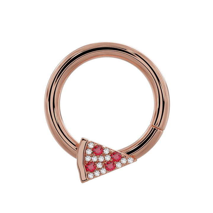 Pepperoni Pizza Diamond 14K Gold Seam Ring Hoop