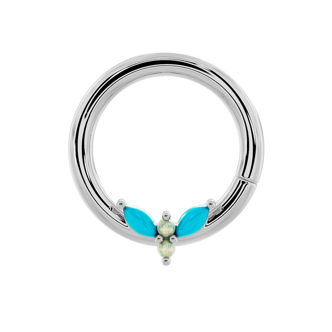 Firefly Opal & Turquoise 14K Gold Seam Ring Hoop