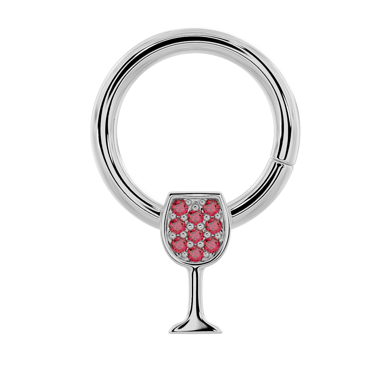 Red Wine Glass 14K Gold Seam Ring Hoop