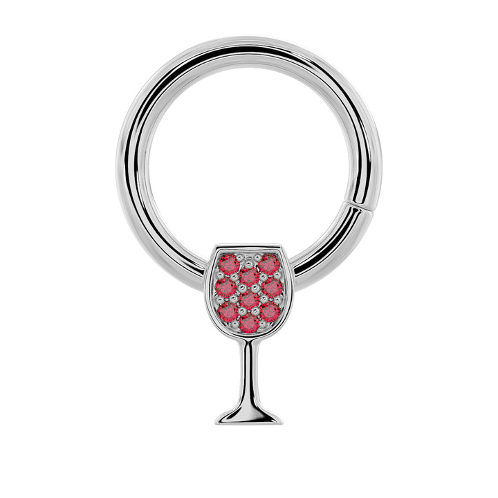 Red Wine Glass 14K Gold Seam Ring Hoop