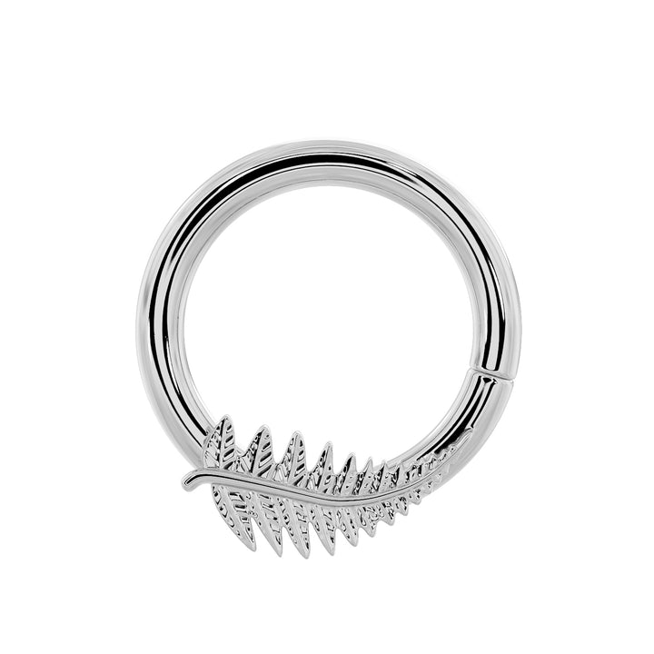 Fern Leaf - Left 14K Gold Seam Ring Hoop