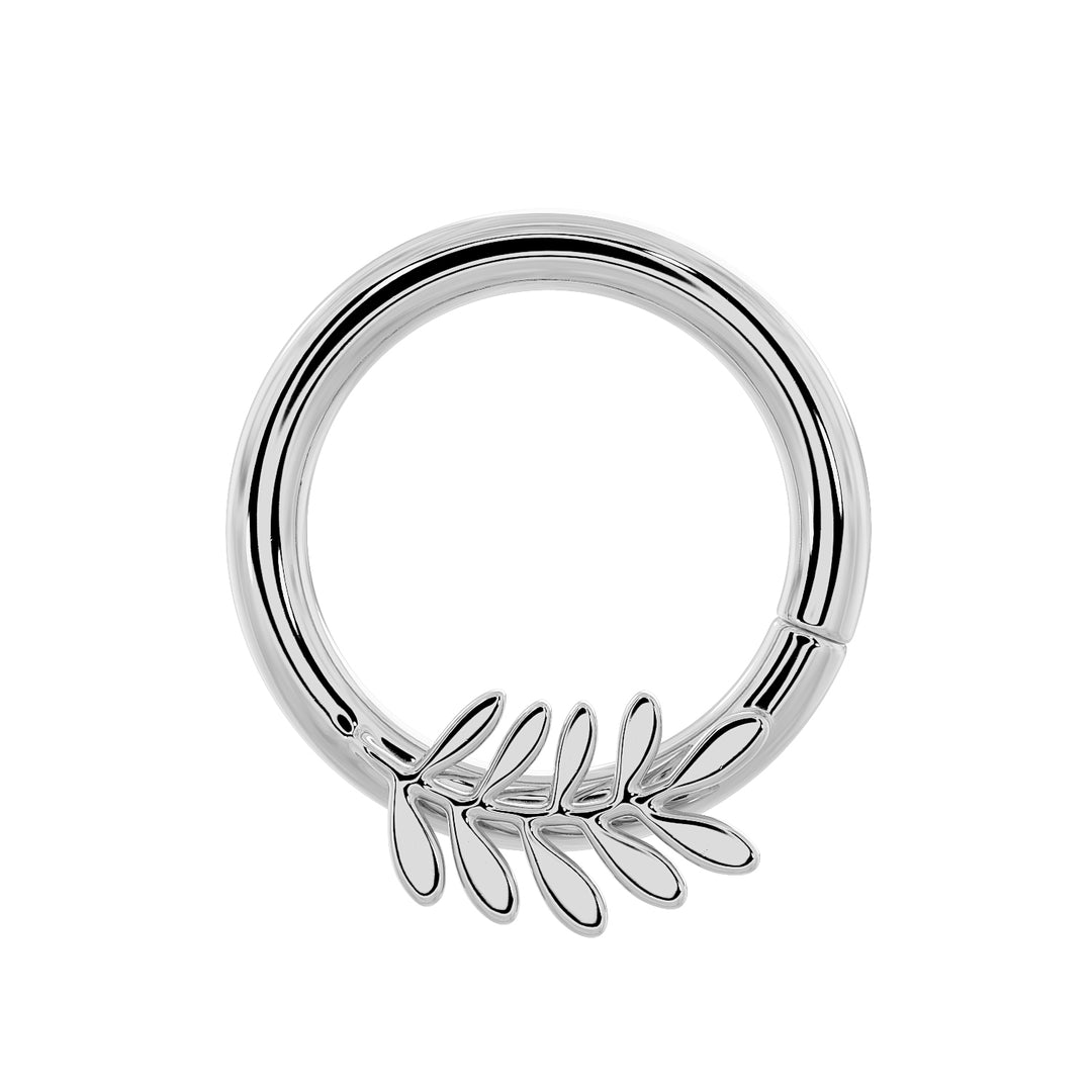 Olive Branch Leaf - Left 14K Gold Seam Ring Hoop