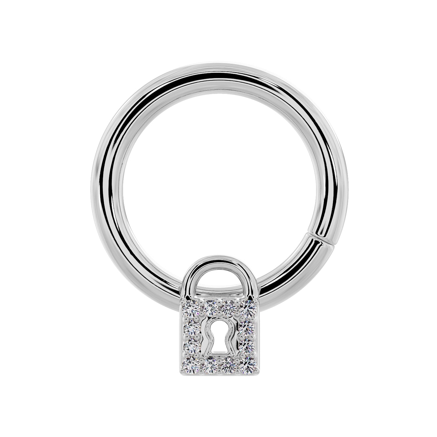 Fresh Trends Body Jewelry Lock Diamond Seam Ring Hoop
