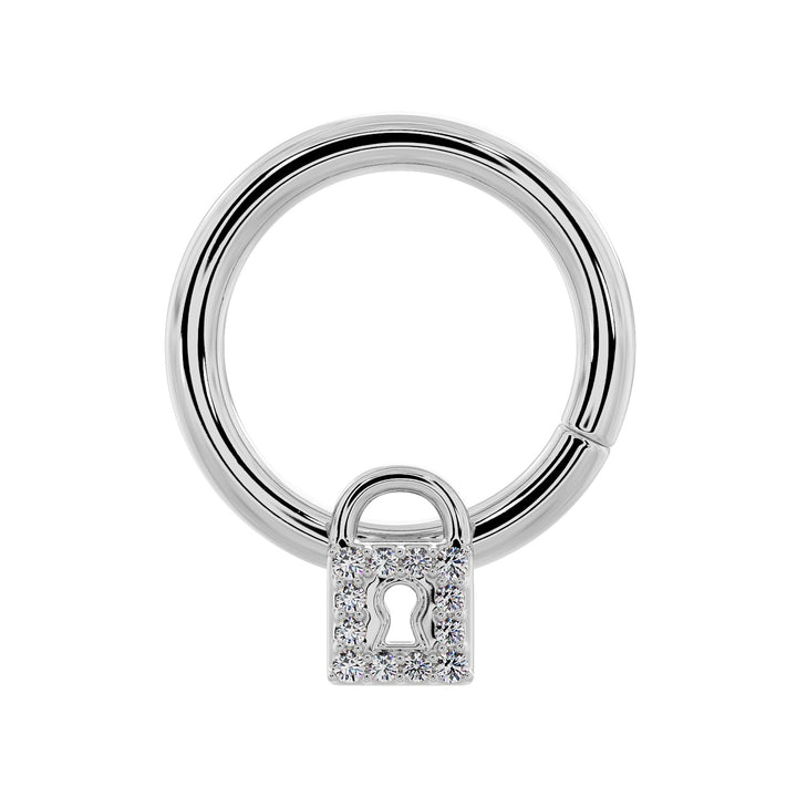 Lock Diamond 14K Gold Seamless Ring Hoop