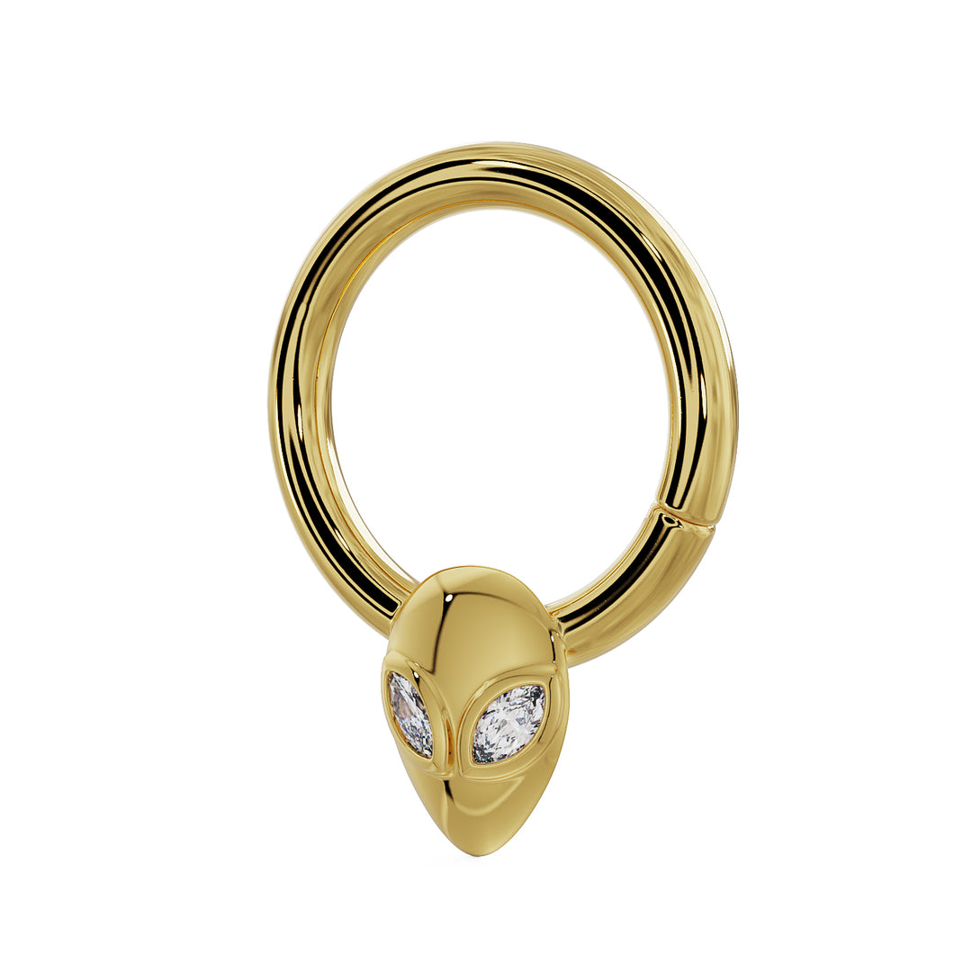 Alien Diamond 14K Gold Seam Ring Hoop