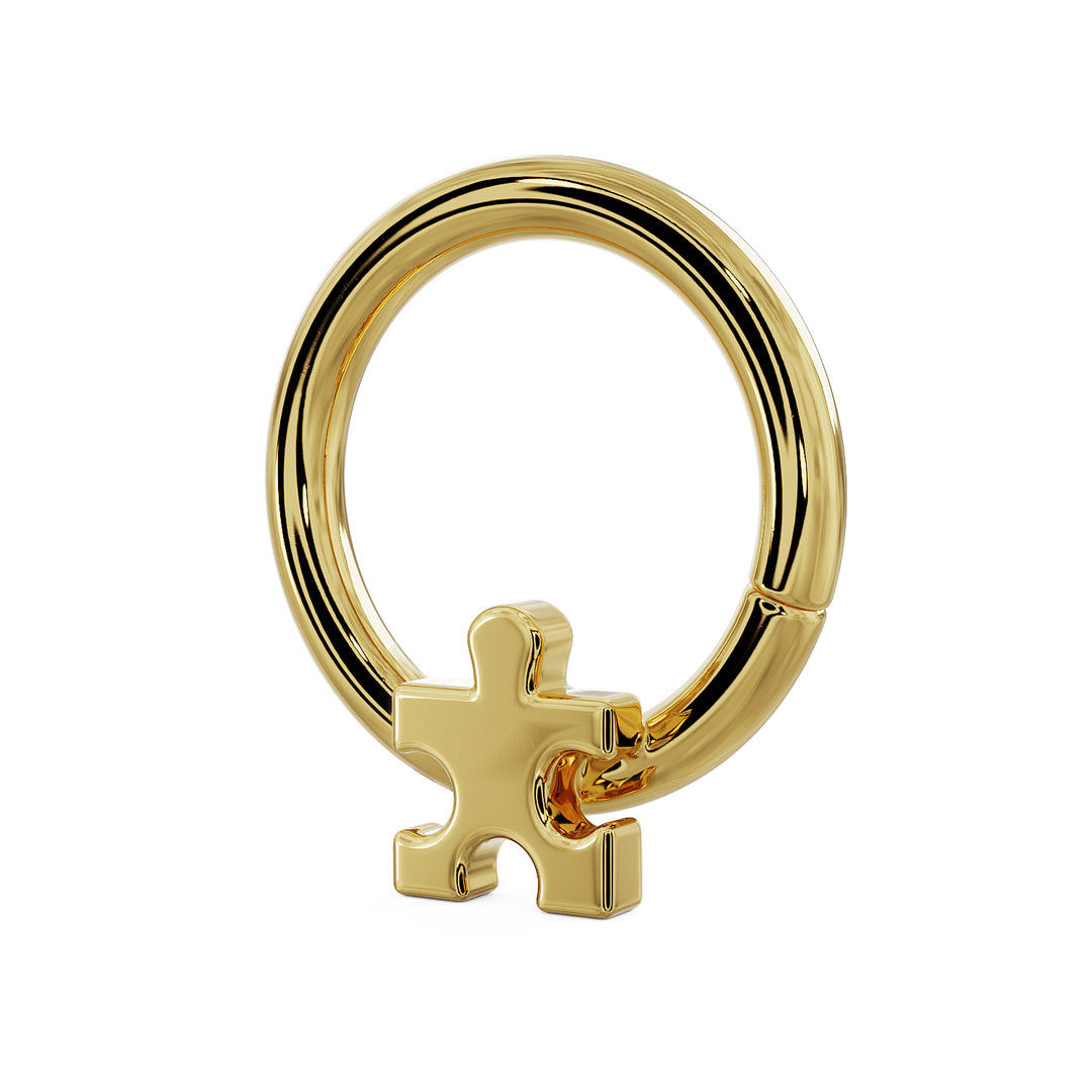 Puzzle 14K Gold Seam Ring Hoop