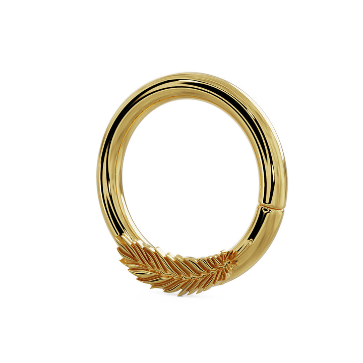 Feather - Right 14K Gold Seam Ring Hoop