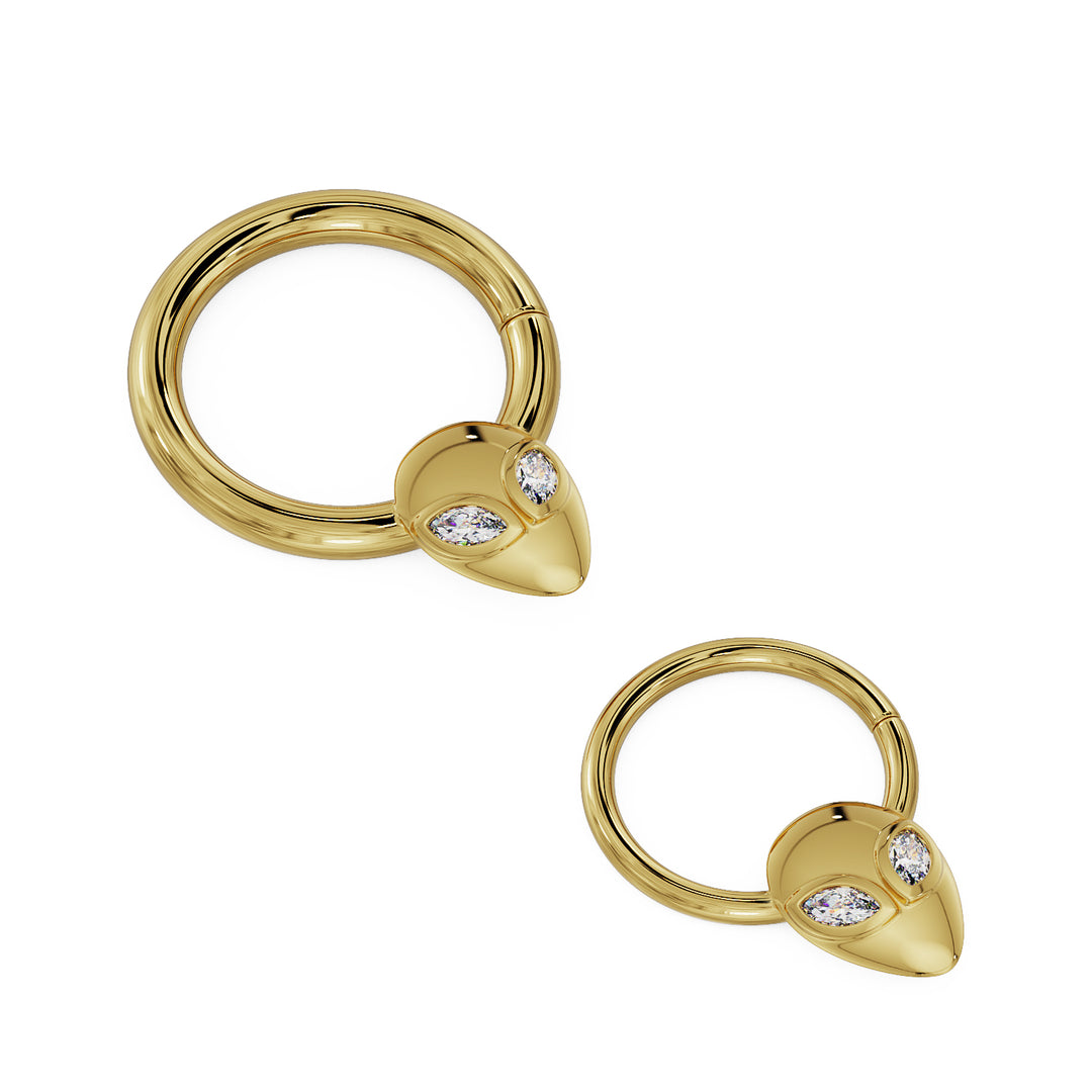 Alien Diamond 14K Gold Seam Ring Hoop