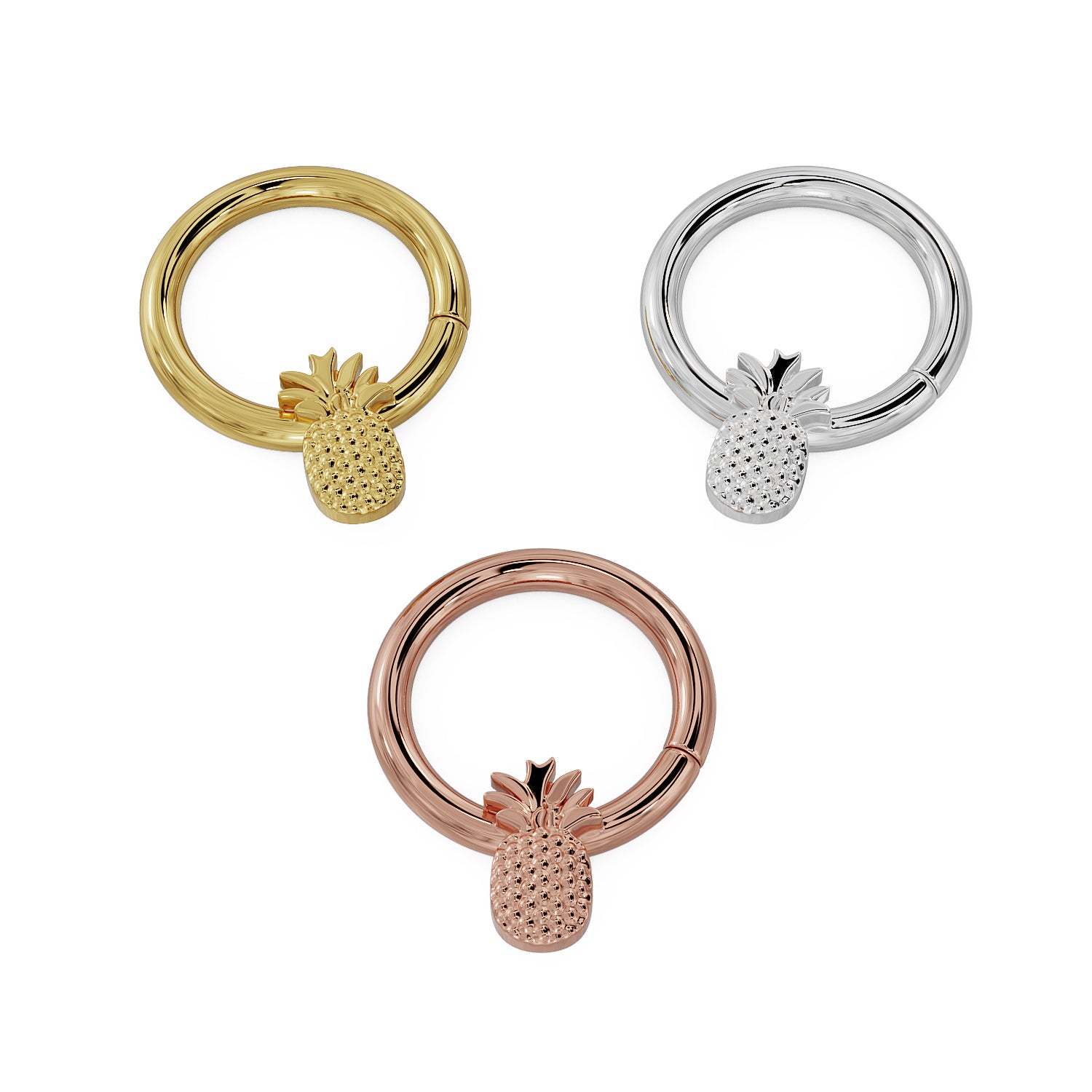Pineapple 14K Gold Seam Ring Hoop