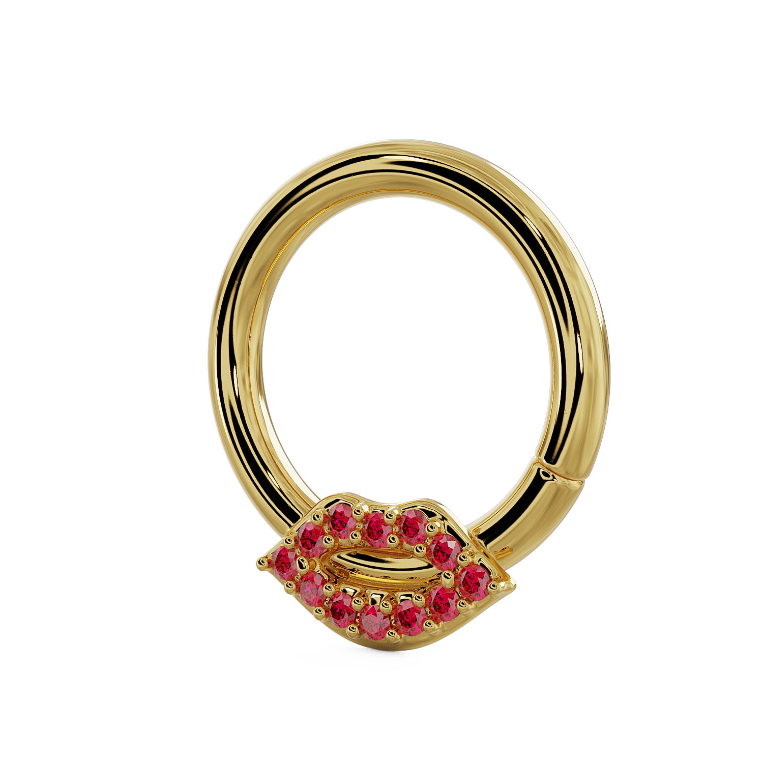 Luscious Lips 14K Gold Seam Ring Hoop