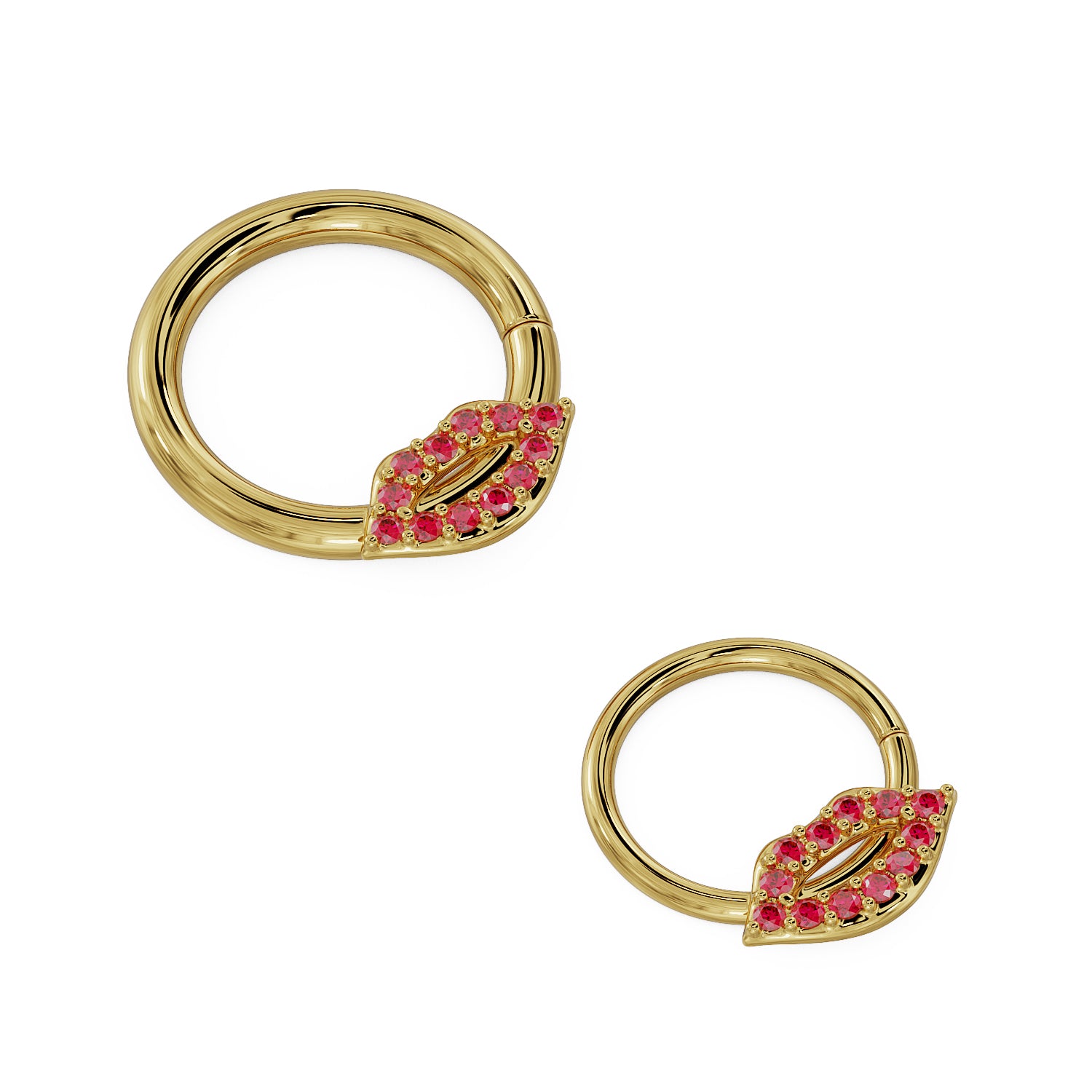 Luscious Lips 14K Gold Seam Ring Hoop