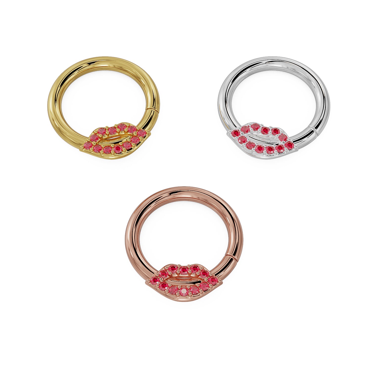 Luscious Lips 14K Gold Seam Ring Hoop
