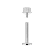 Flat back labret post with threaded top shown disassembled, silver tone, barbell and backing detail