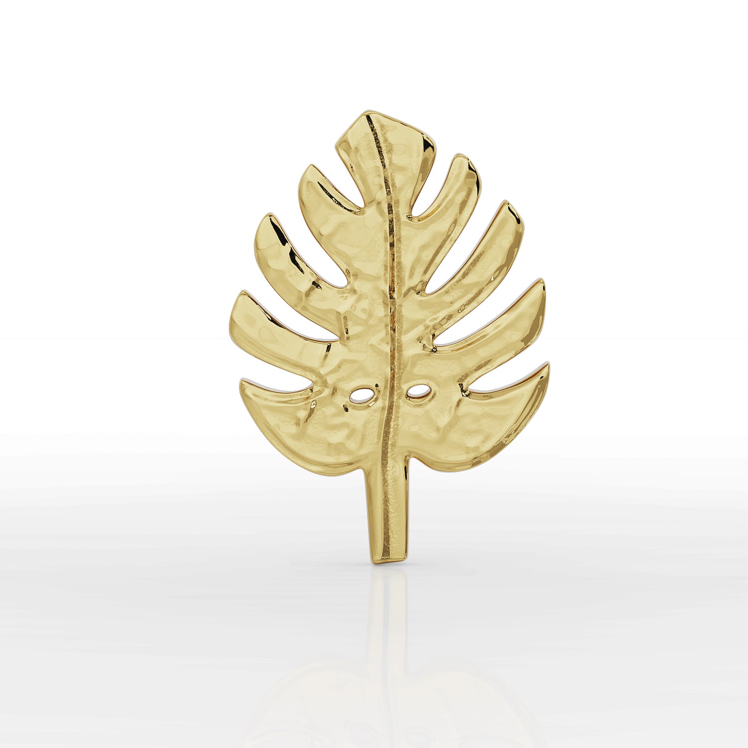 Monstera Deliciosa Palm 14K Gold Flat Back Earring