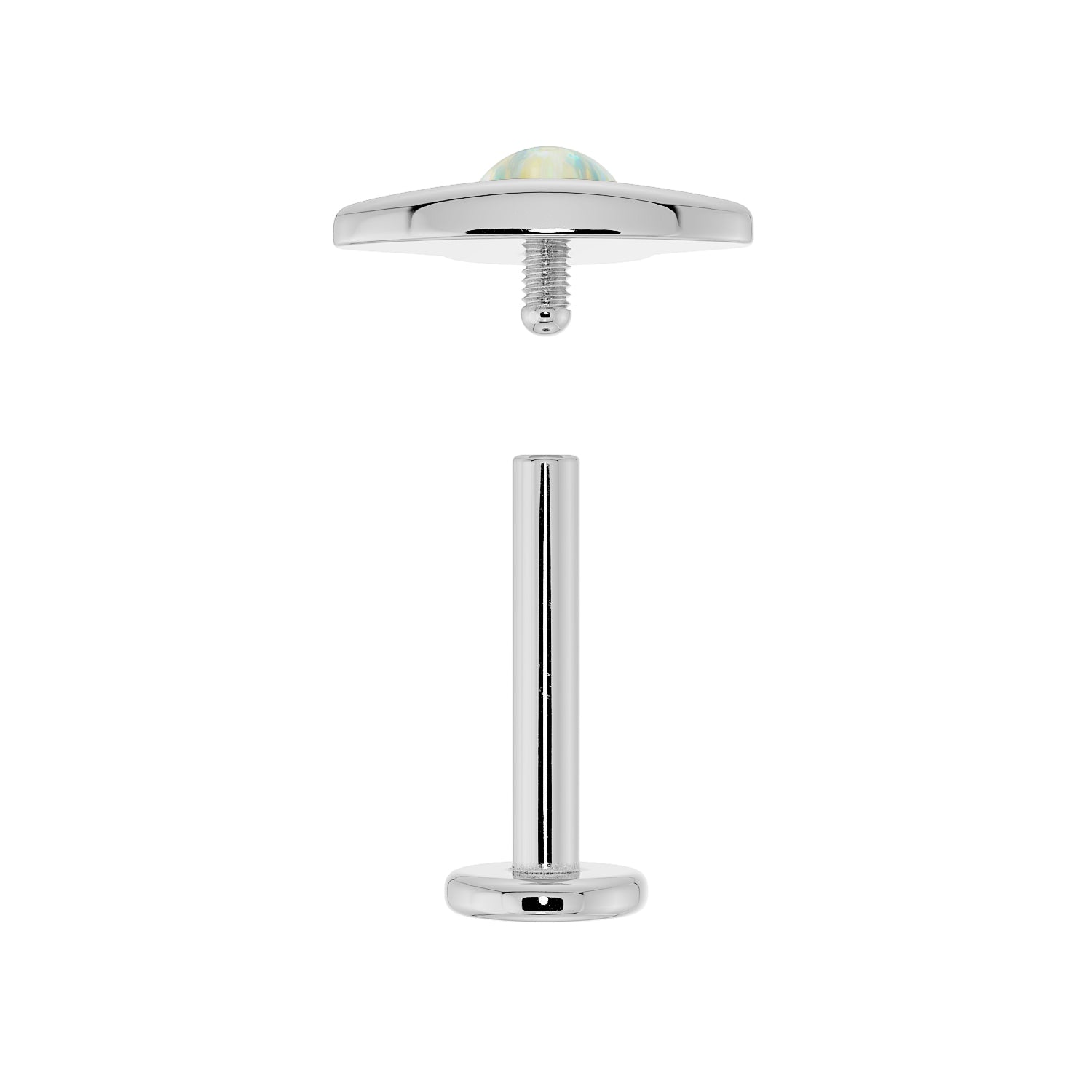 Opal and Diamond UFO Space Ship 14K Gold Flat Back Earring