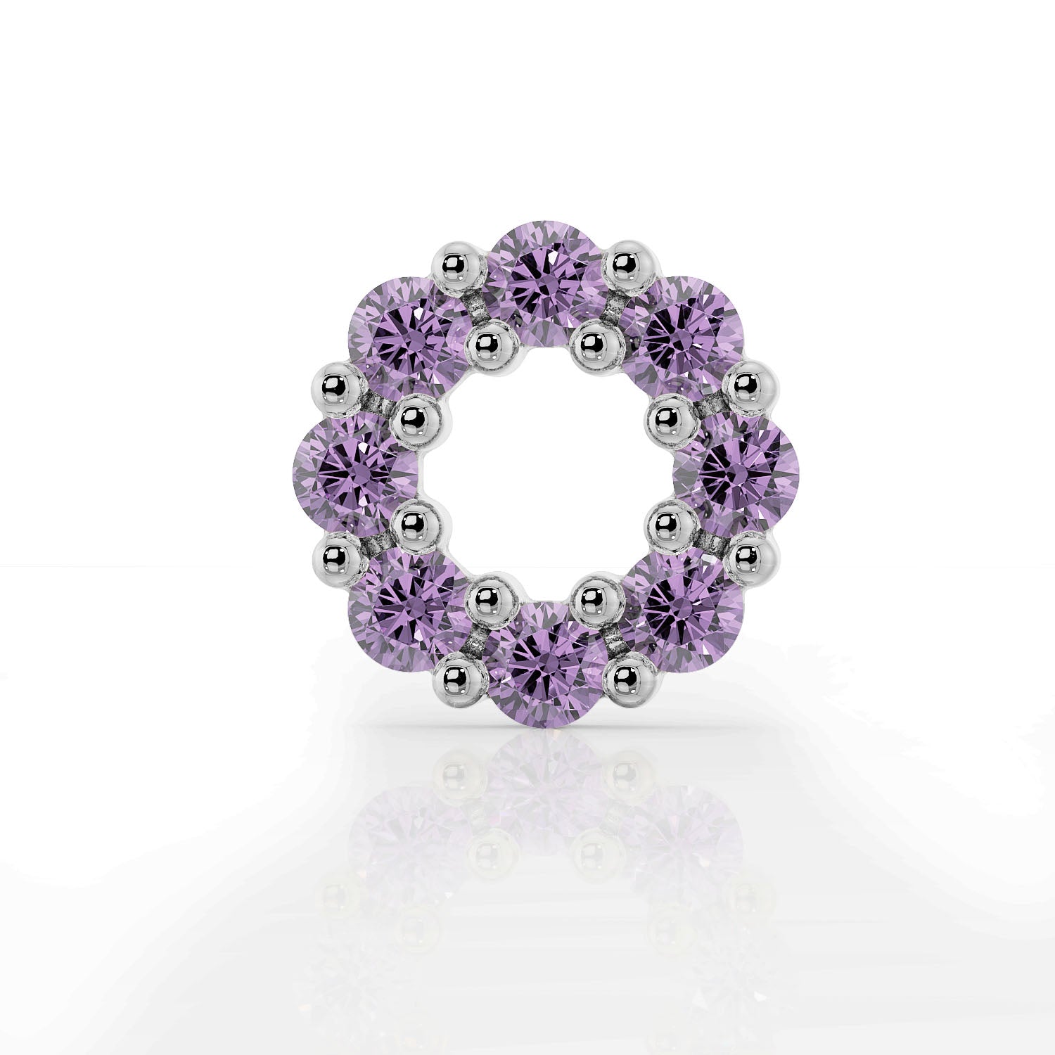 Amethyst Halo 14K Gold Flat Back Earring