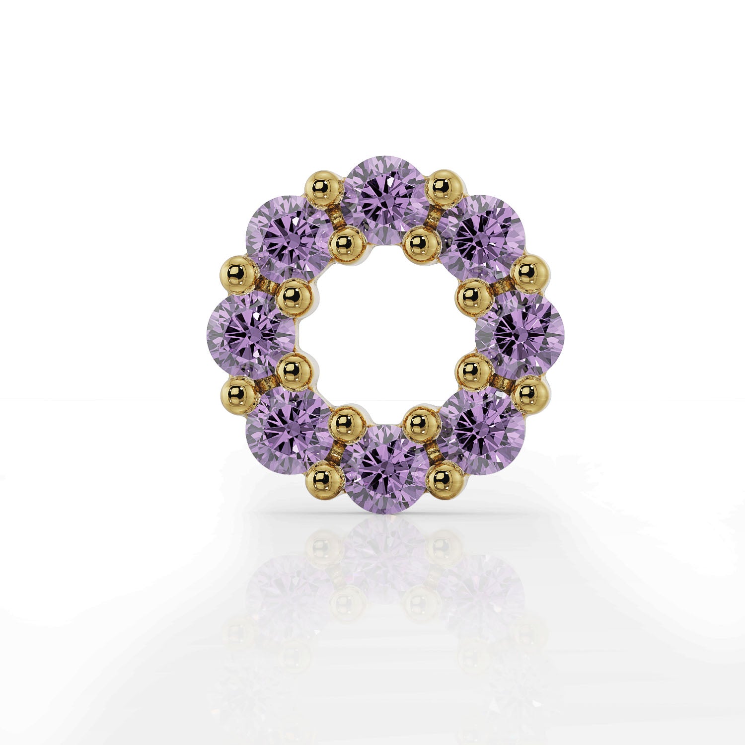 Amethyst Halo 14K Gold Flat Back Earring