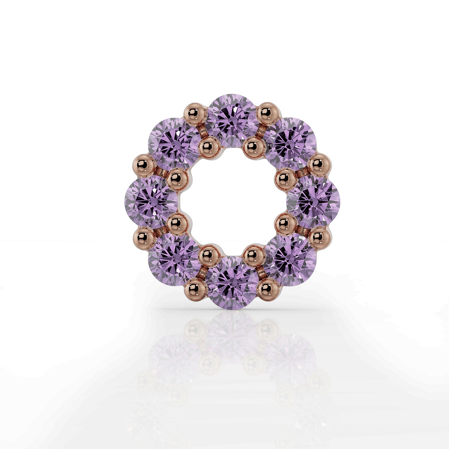Amethyst Halo 14K Gold Flat Back Earring