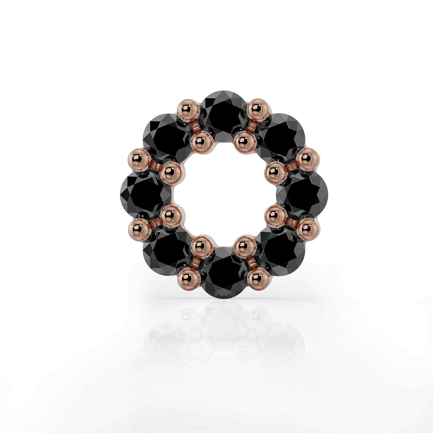 Black Diamond Halo 14K Gold Flat Back Earring