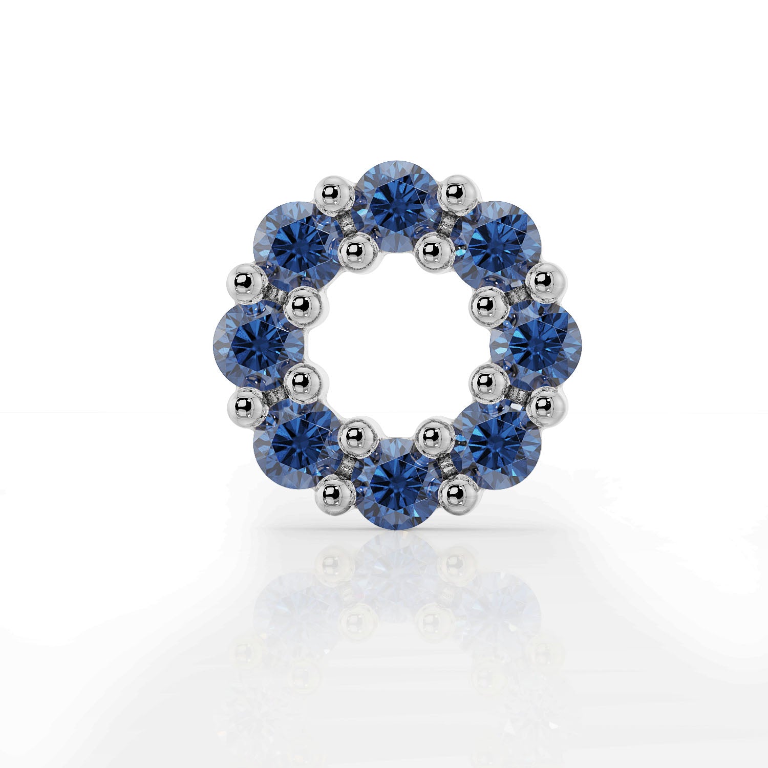 Blue Sapphire Halo 14K Gold Flat Back Earring