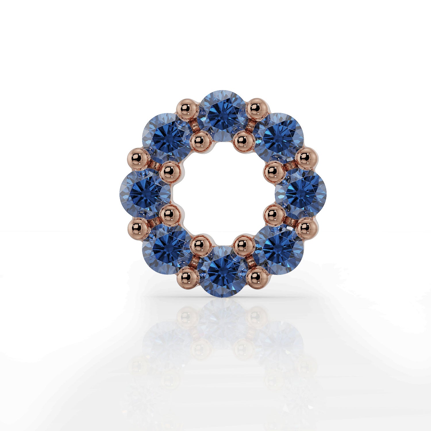 Blue Sapphire Halo 14K Gold Flat Back Earring