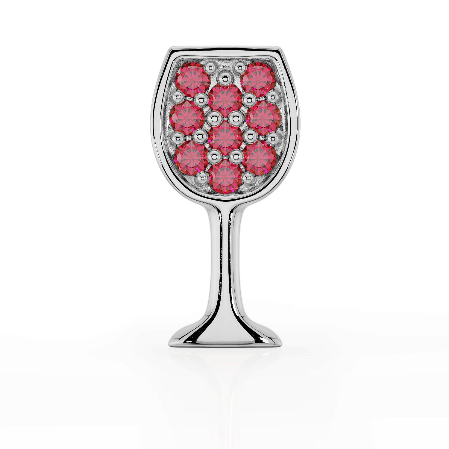 Red Wine Glass 14K Gold Flat Back Earring