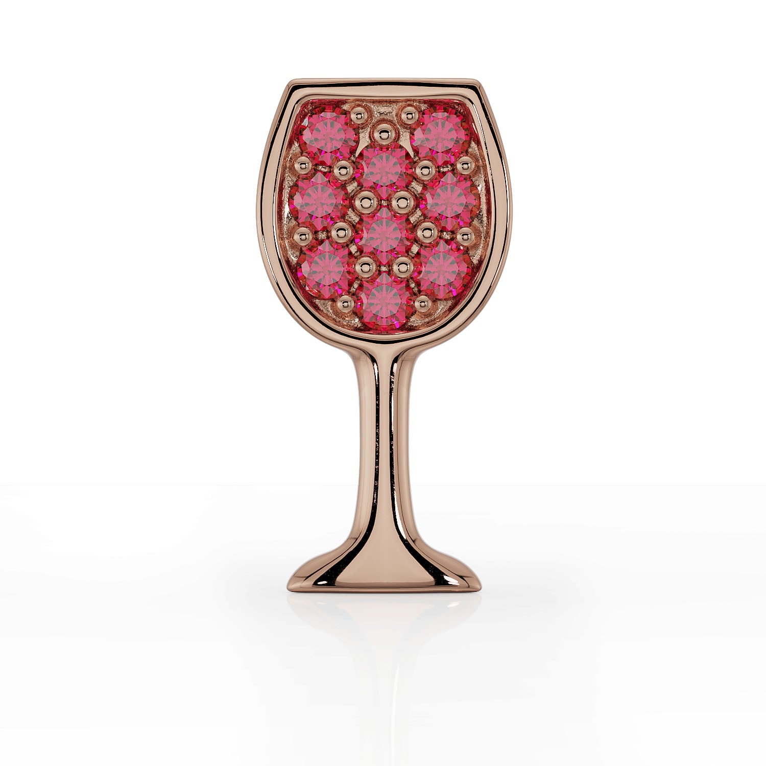 Red Wine Glass 14K Gold Flat Back Earring