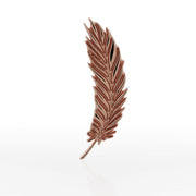 Close-up front view of 14K rose gold feather topper showing warm blush tone and detailed barb texture