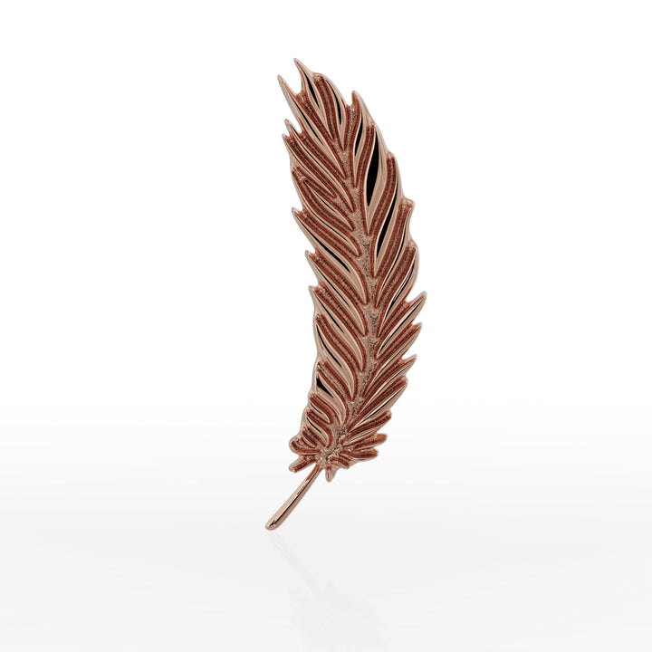 Feather - Left Ear 14K Gold Flat Back Earring