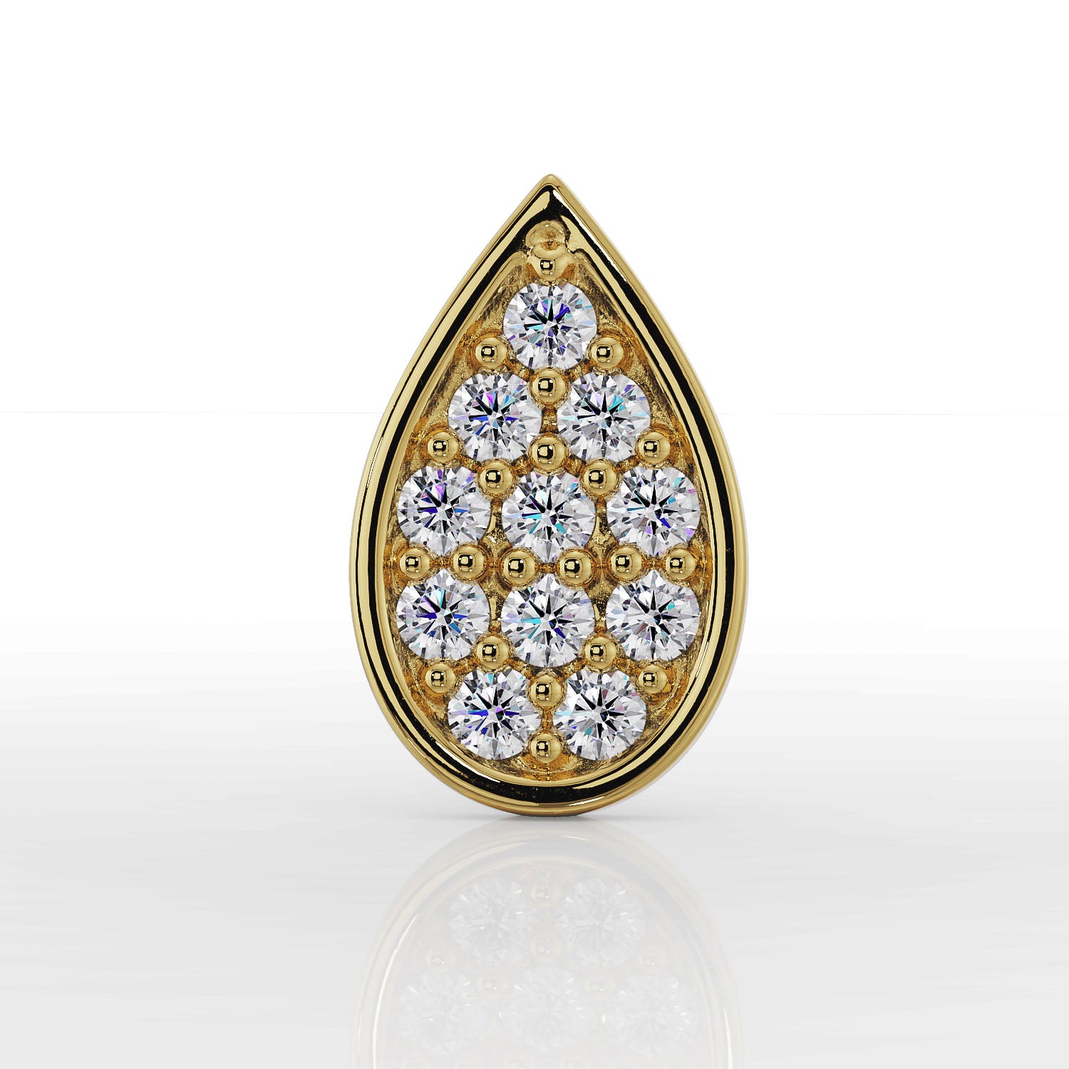 Teardrop Diamond Pave 14K Gold Flat Back Earring