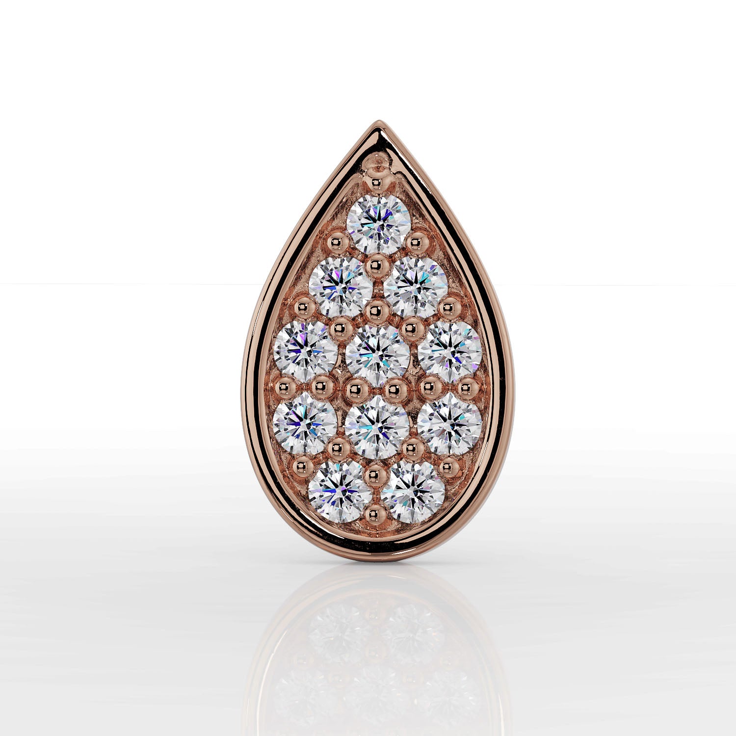 Teardrop Diamond Pave 14K Gold Flat Back Earring