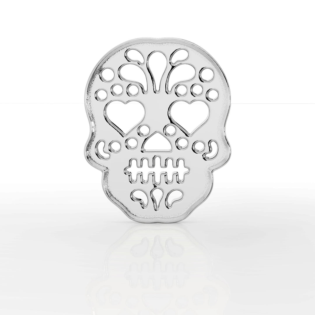 Dia de los Muertos Skull 14K Gold Flat Back Earring