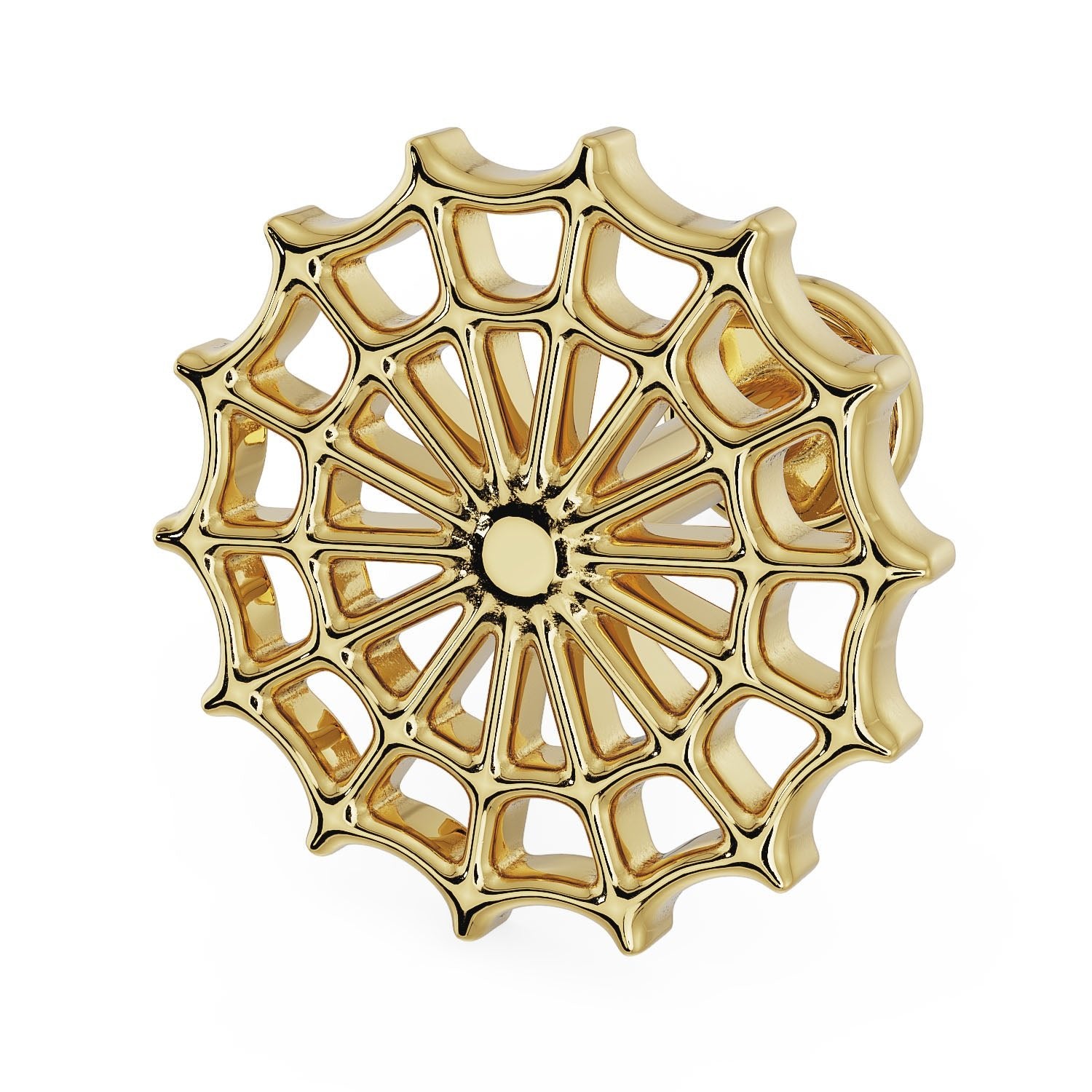 Woven Spider Web 14K Gold 14K Gold Flat Back Earring