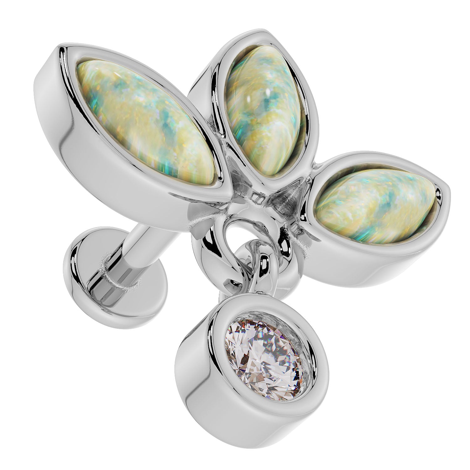 Opal Wildflower Dangle 14K Gold Flat Back Earring