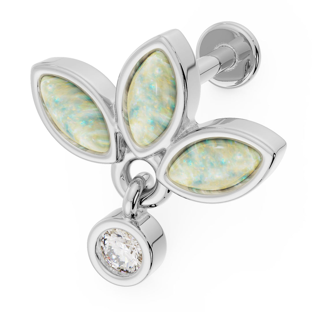 Opal Wildflower Dangle 14K Gold Flat Back Earring
