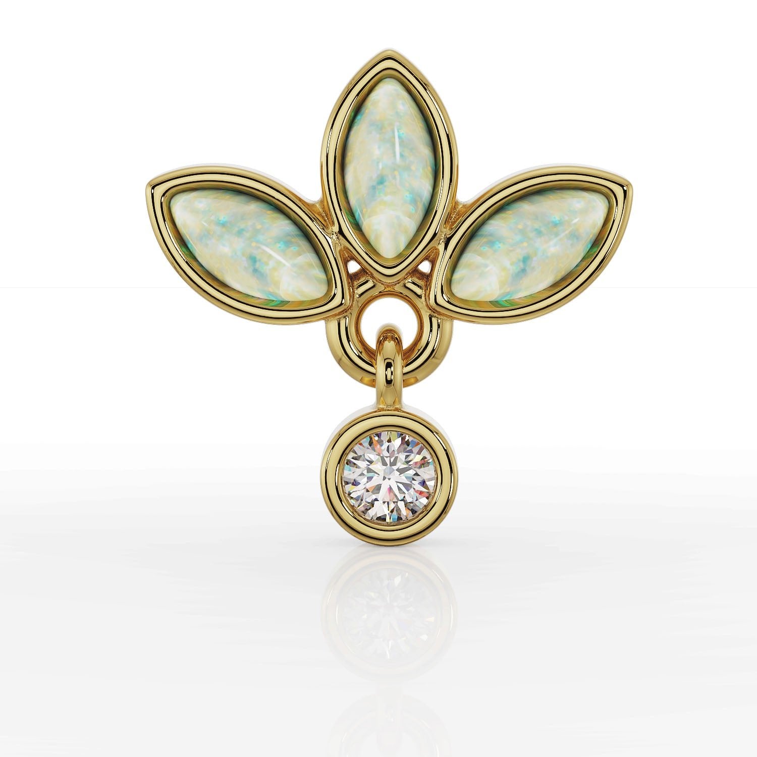 Opal Wildflower Dangle 14K Gold Flat Back Earring