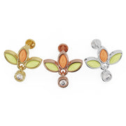 Wildflower dangle flat back earring in all three metal options: 14K yellow gold, rose gold, and white gold