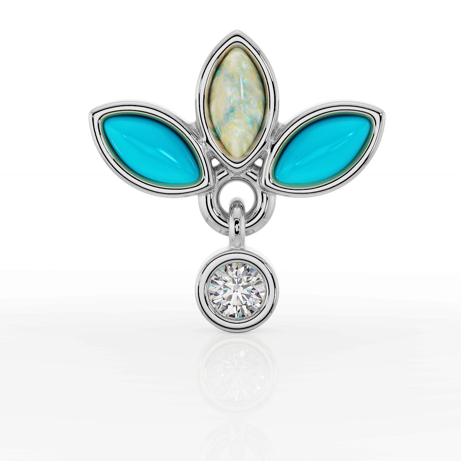 Turquoise Opal Wildflower Dangle 14K Gold Flat Back Earring
