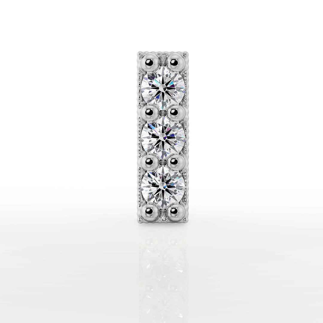 Milgrain Trinity Bar Diamond Flat Back Earring