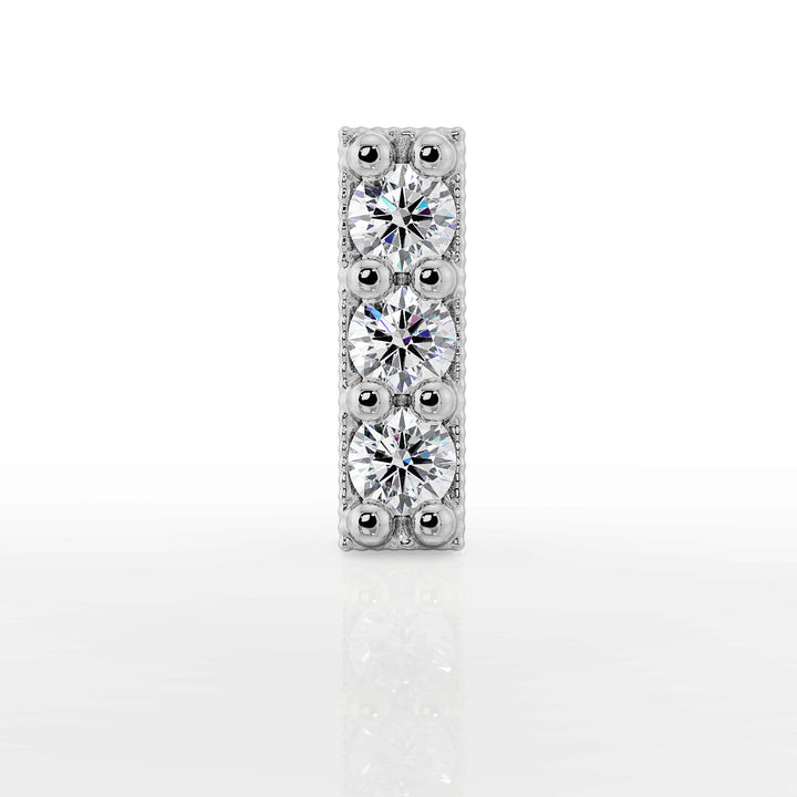 Milgrain Trinity Bar Diamond Flat Back Earring