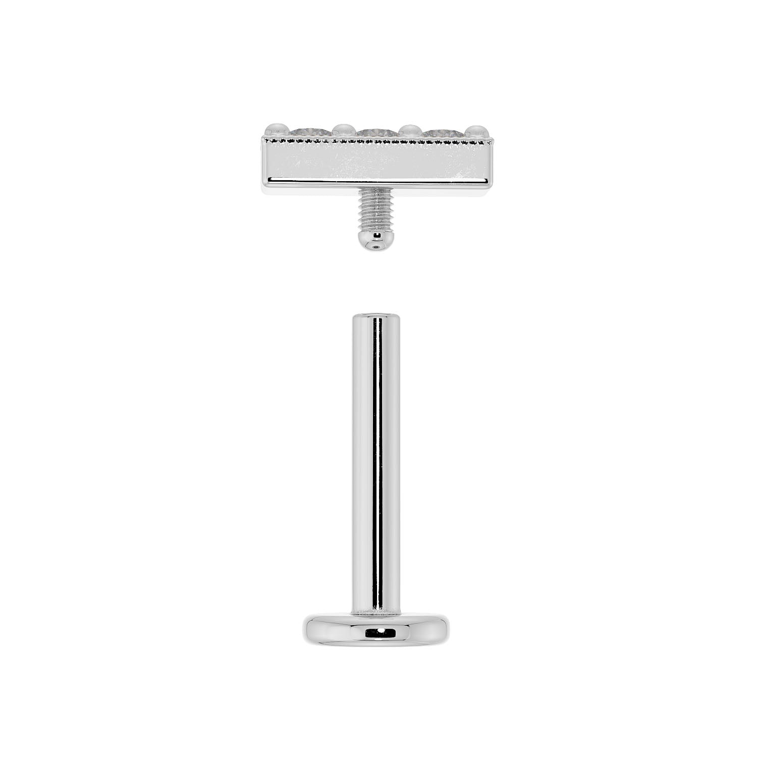 Milgrain Trinity Cubic Zirconia Bar Flat Back Earring