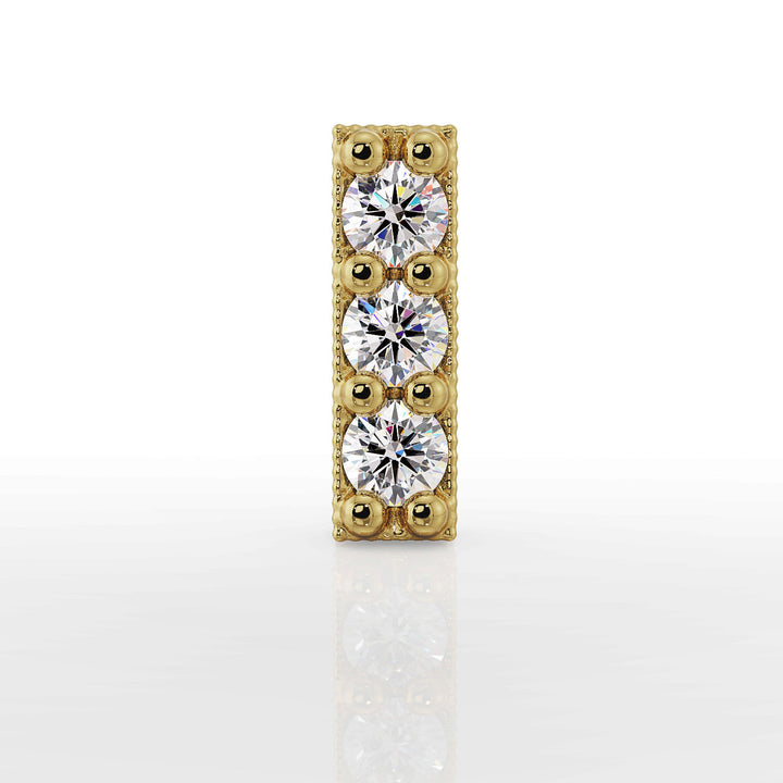 Milgrain Trinity Bar Diamond Flat Back Earring