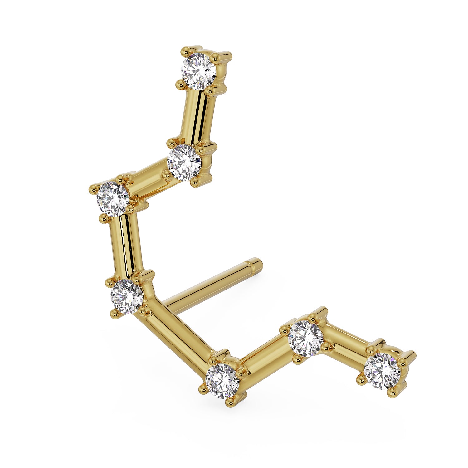 Aquarius Constellation Earring 14k Gold Stud