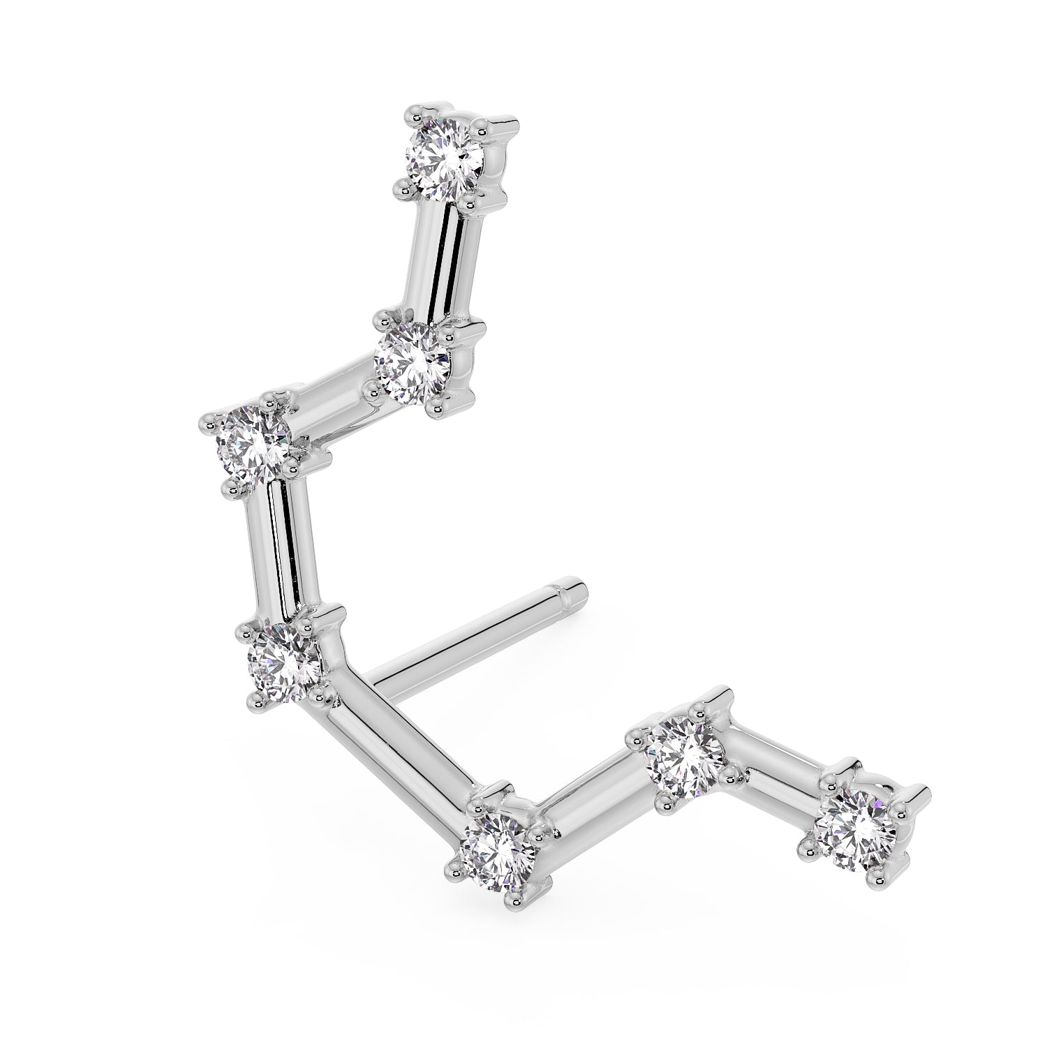 Aquarius Constellation Earring 14k Gold Stud
