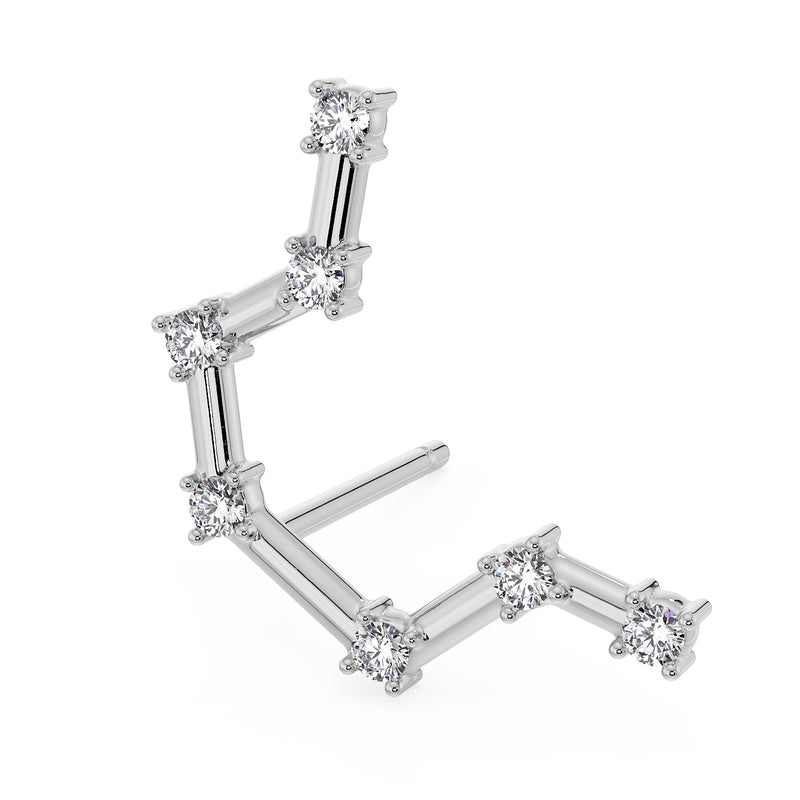 Aquarius Constellation Earring 14k Gold Stud
